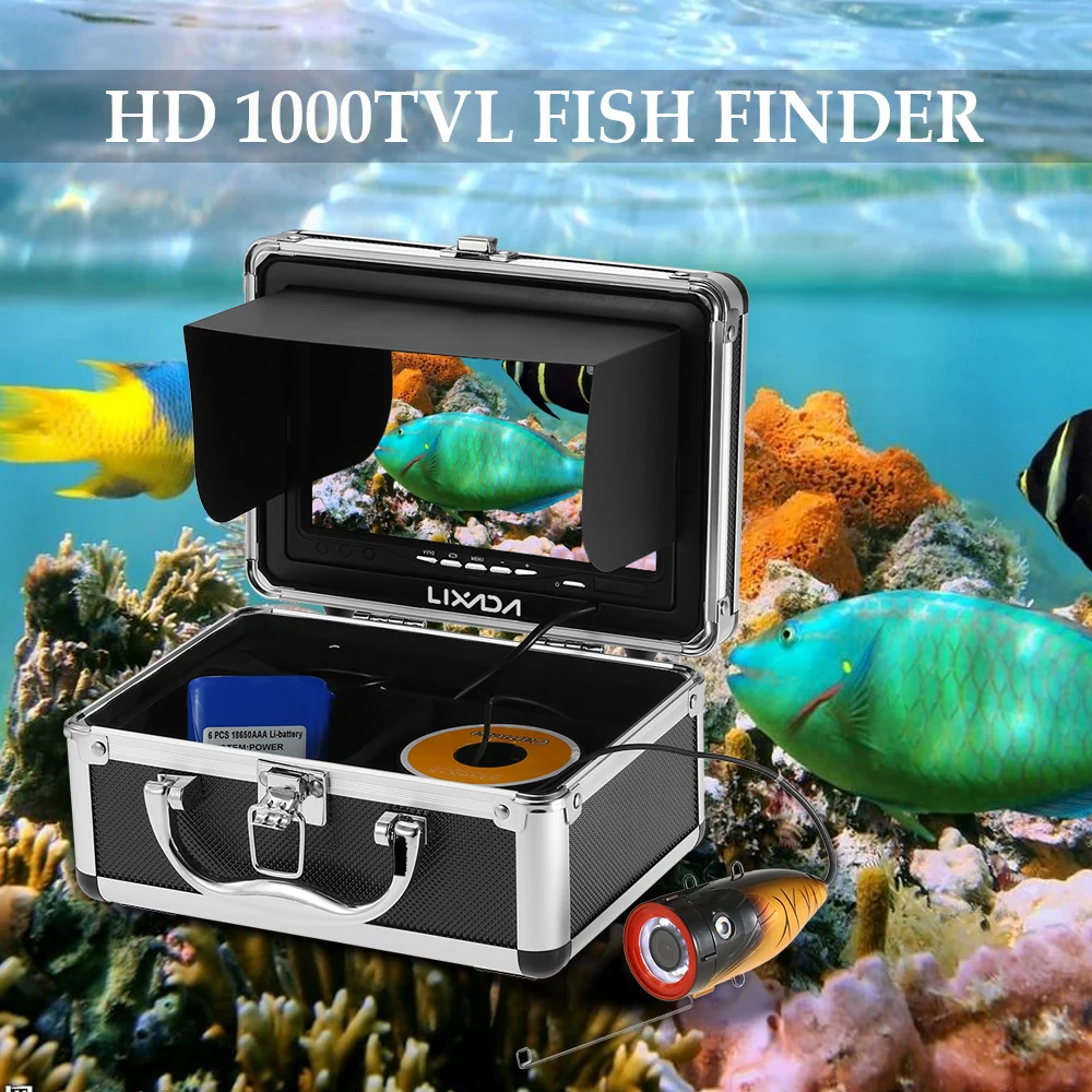 

Lixada Fish Finder HD1000TVL 12 LED Fishing Camera Fish Finder Underwater Fish Camera 7'' Color Digital LCD 15M/30M Cable EU/US