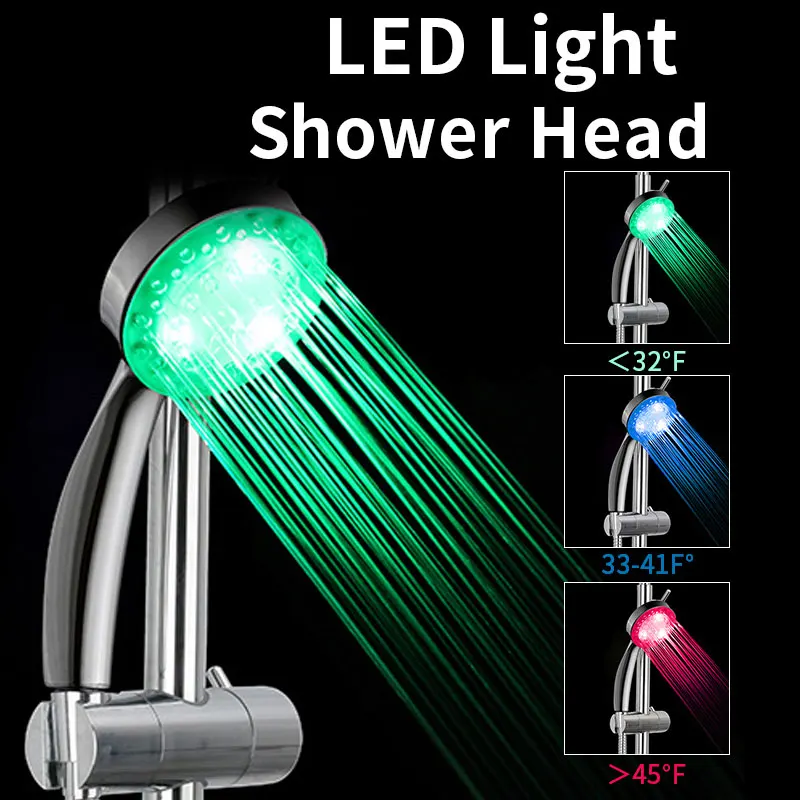

LED Light Shower head Temperature controlled water saving shower heads high pressure shower bath head handheld for bathroom