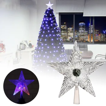 

Led Five-pointed Star Christmas Tree Toppers DIY Ornaments Xmas Tree Toppers Decoration Outdoor Home Party Supplies