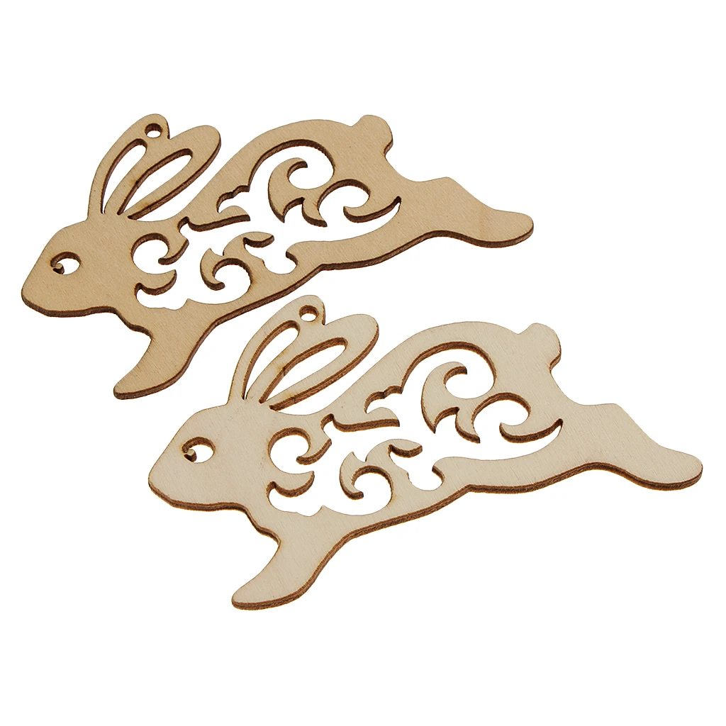20pcs Unfinished Wood Hollow Rabbit Shape Wooden Embellishments for Kids Crafts DIY Gift Tags