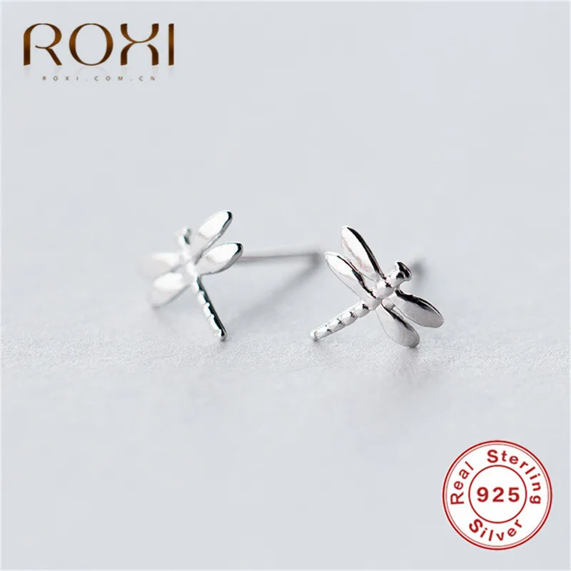 Серьги ROXI из чистого 925 пробы серебра для женщин, свадебные ювелирные изделия, модная серьга-гвоздик для пирсинга, маленькие серьги, кольцо для ушей