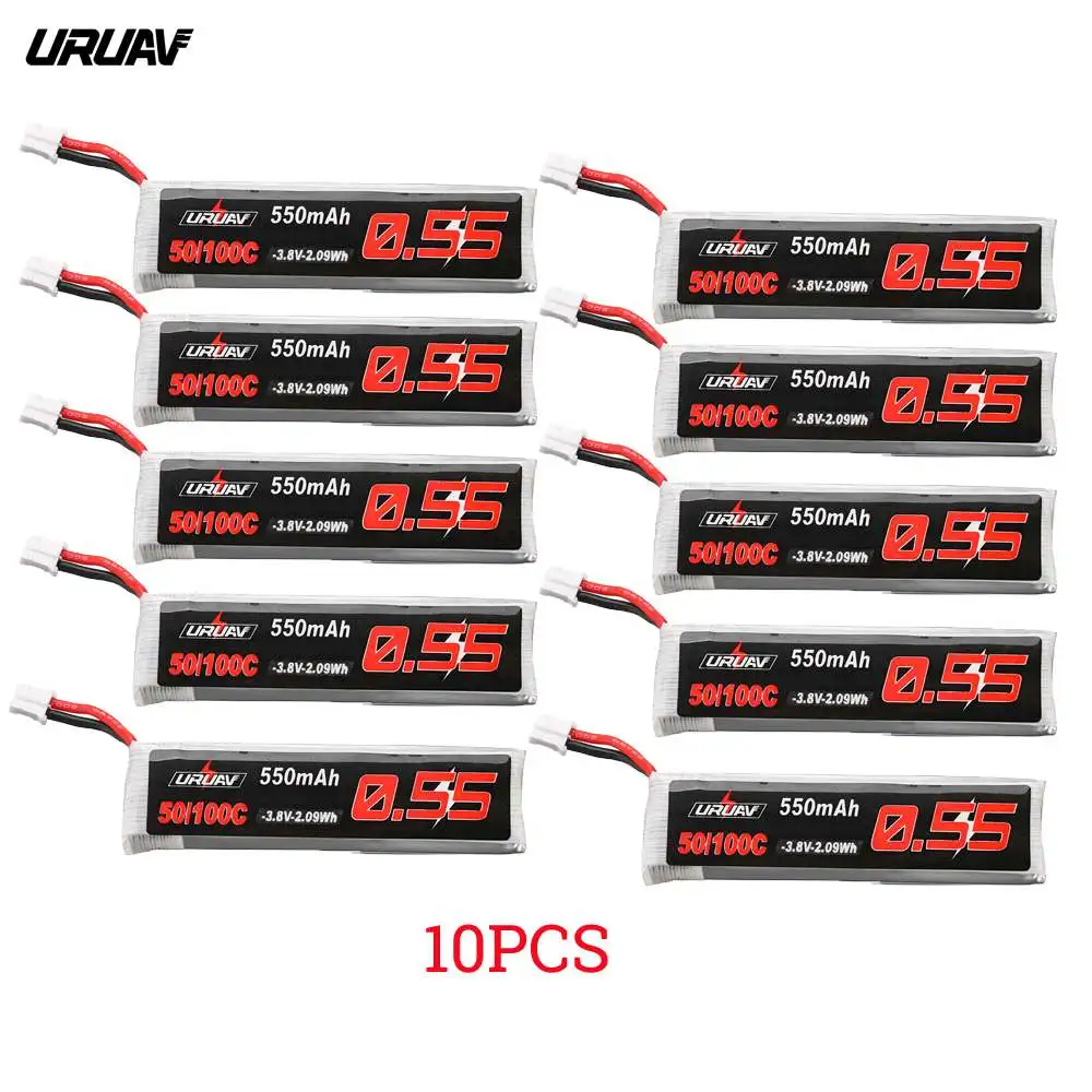 5 шт/10 шт URUAV 3,8 V 550mAh 50/100C 1S HV 4,35 V PH2.0 Lipo батарея для Emax Tinyhawk Kingkong/LDARC крошечные модели RC запчасти - Цвет: 10PCS