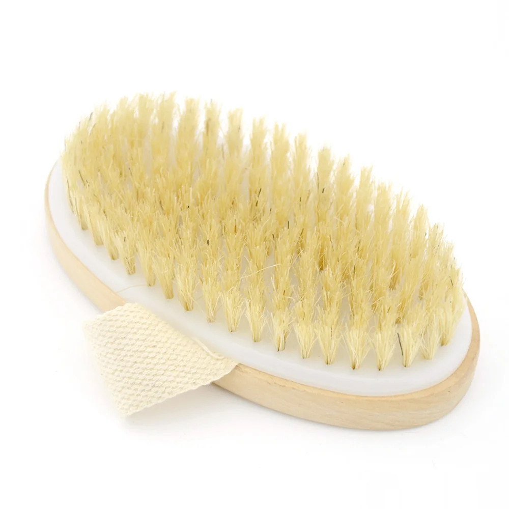 

Dry Skin Body Brush Natural Bristle Brush Soft Handle Pouch Brush SPA Brush Dead Skin Remover Cellulite Treatment Cleaning Tool