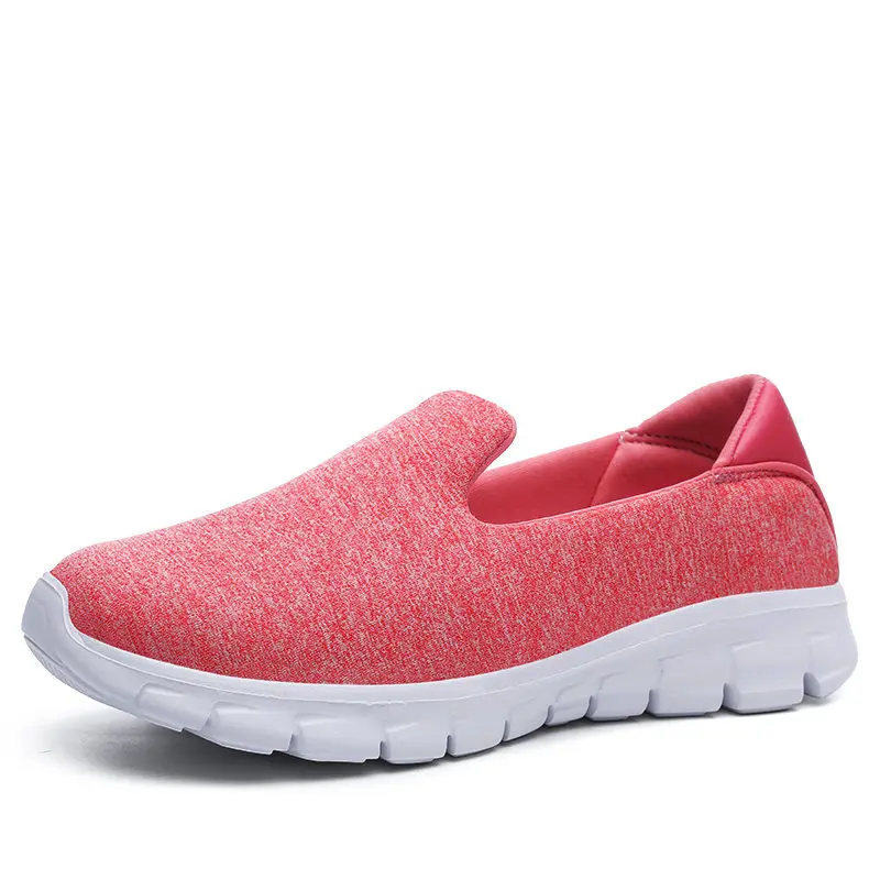 Весенняя женская спортивная обувь; легкая обувь на плоской подошве из сетчатого материала; удобные кроссовки для бега; женские слипоны; лоферы; Размеры 35-42 - Цвет: Pink