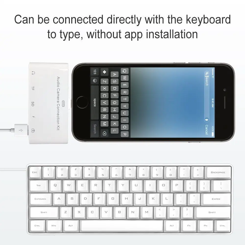 5 в 1 SD адаптер камеры USB OTG 5 мм аудио разъем, TF SD Micro-Reader Аудио комплект для подключения камеры для iPhone X 6 7 8