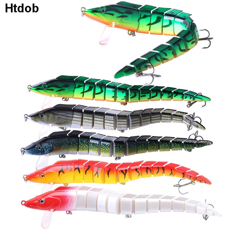 Htdob 9" Bass Striper Fishing Bait Swimbait Lure Life like Eel Loach Multi jointed Sections Hard