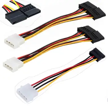 

500pcs/lot * 4pin Serial ATA SATA 4 Pin IDE Molex to 2 of double 15 Pin HDD Power Adapter Cable Hot Worldwide Promotion