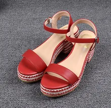 Schwarz Keile Sandalen Sexy Frauen Schuhe High Heels Plattform Sandalen schuhe Für Frauen 7 CM High Heels Peep Toe Keil Sandalen FS-0069