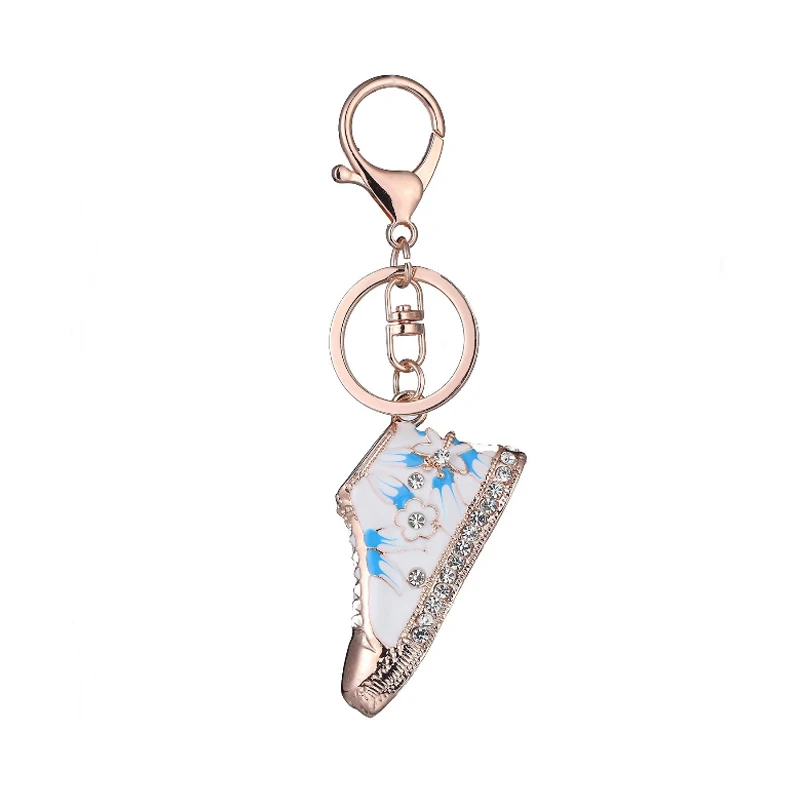 Lovely Mini Alloy Crystal Shoe Key Chain Bag Charm Key Ring Key Holder