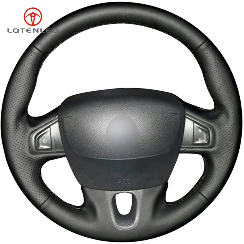 LQTENLEO черный искусственный кожаный чехол рулевого колеса автомобиля для Renault Fluence ZE 2009- Megane 2009- Scenic 2010