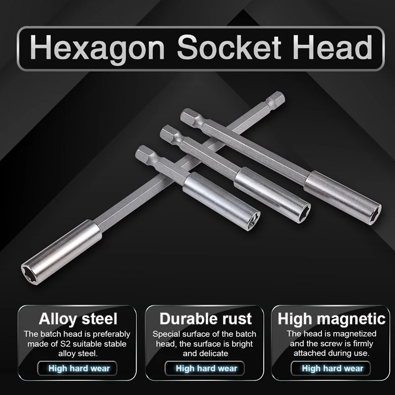 

4pcs/set 1/4 Inch Hex Magnetic Screwdriver Bit Holder Quick Change Extension Tip Bar 60/75/100/150mm Holder Tool Drill Bits Tip