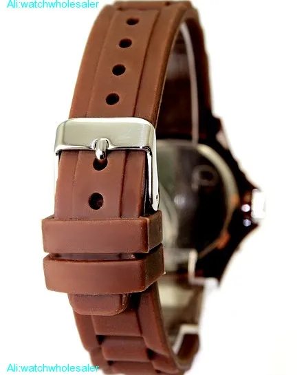 Matt Silver Dial Brown Watchcase Silicone Brown Band Ladies Fashion Watch FW717A