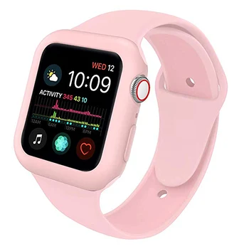 

ASHEI Strap For Apple Watch 4 Band with Case Silicone Sport Watch Band Shock-Proof Protective Case For Apple Watch 40mm 44mm