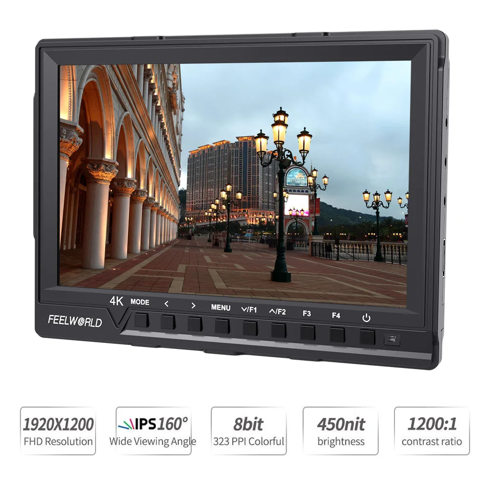 Feelworld FW760 7 дюймов ips 4 K камера HDMI монитор для DSLR видео Full HD 1920x1200 с встроенный звук Peaking Focus гистограмма