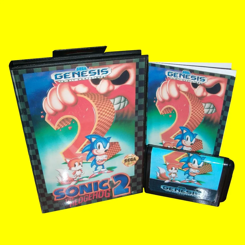 Sonic The Hedgehog 2 With Box And Manual 16bit Md Game Card For Sega