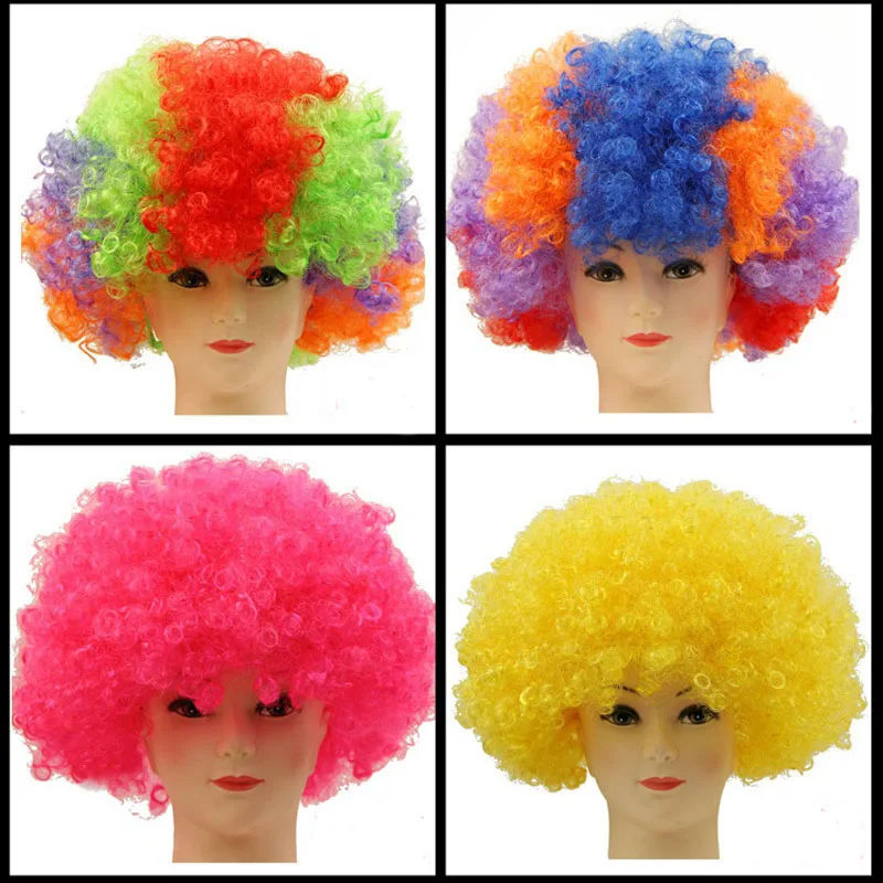 200pcs Party Wigs Colorful Afro Clown Hair Child Adult Costume Football