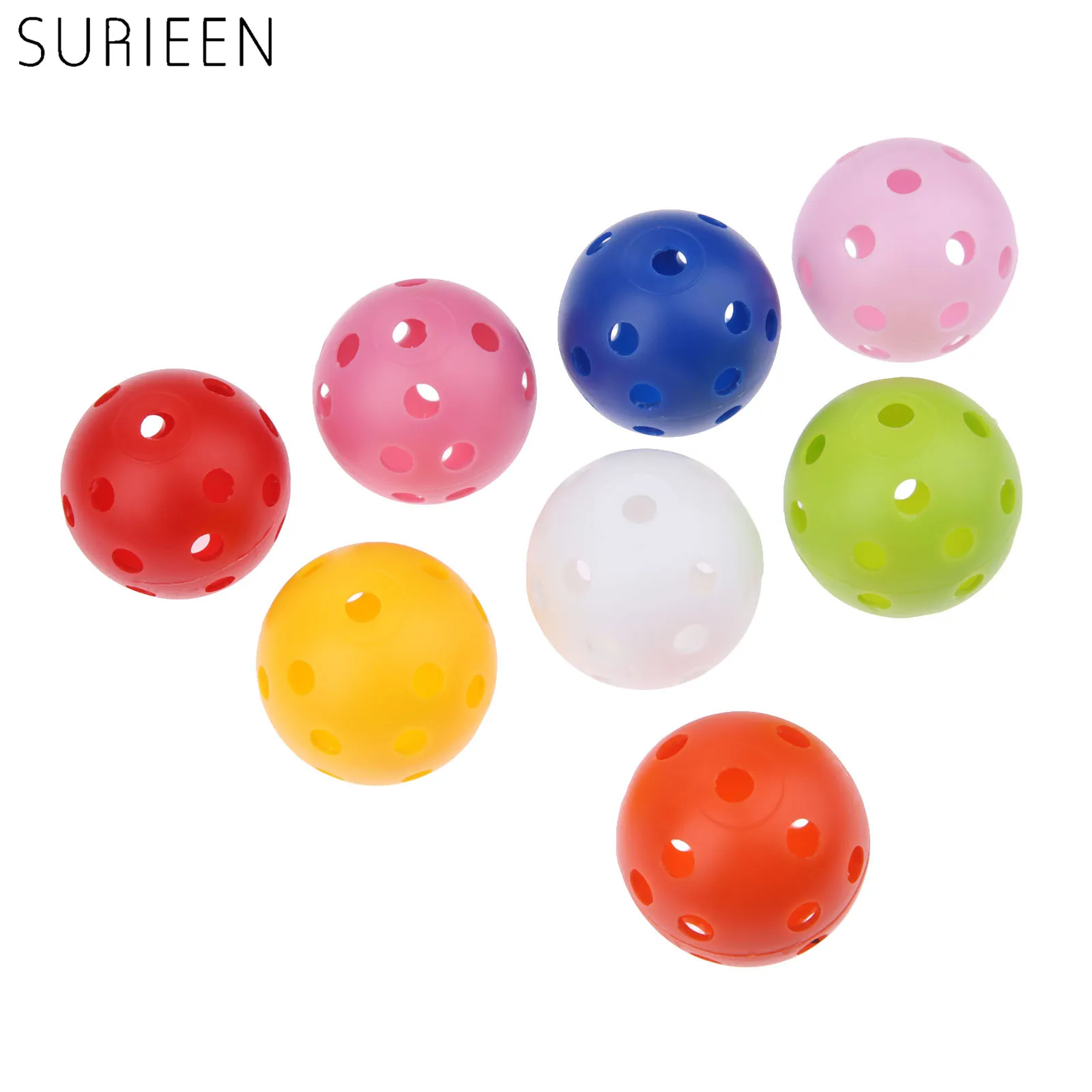 

SURIEEN 20Pcs Diameter 41mm Plastic Golf Balls Outdoor Airflow Hollow with Hole Golf Practice Balls 8 Colors Golf Training Balls