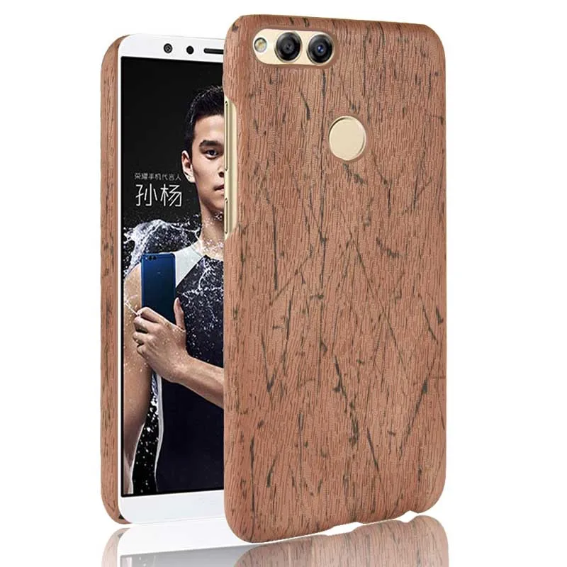 

Luxury Case Huawei Honor 7X Wood Grain Hard Back Cover for Huawei Honor 7X Phone Cases Huawei Mate SE 5.93" Coque Funda