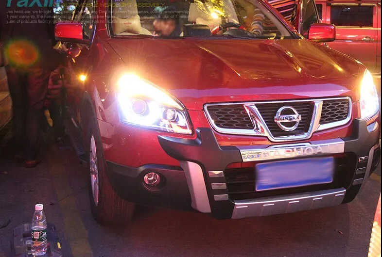 2008-2013 для Nissan Qashqai фары для автомобиля Стайлинг qashqai Головной фонарь 12 высокая яркость светодиодный DRL Парковка Биксеноновые линзы HID комплект