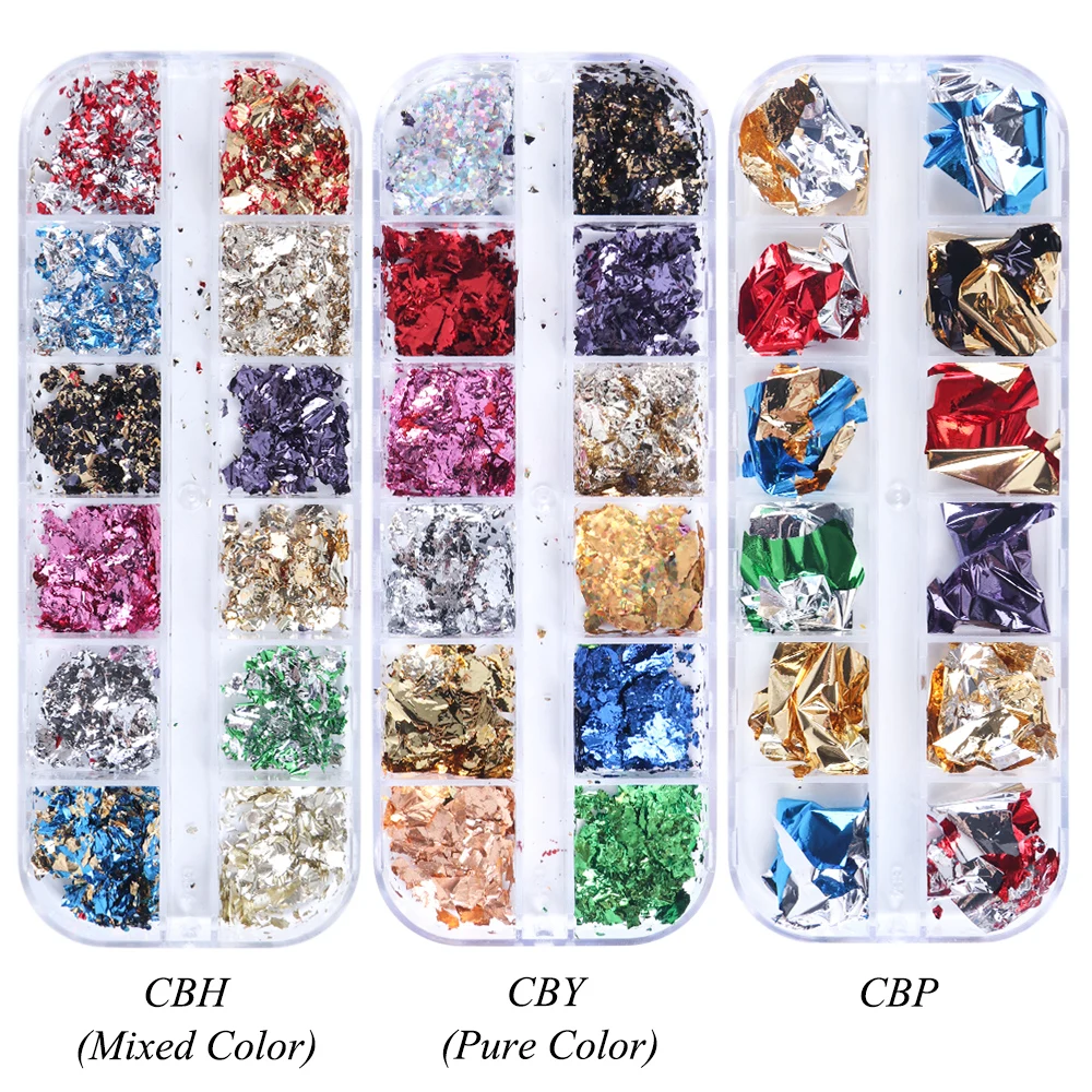 1 قطعة الألومنيوم رقائق الترتر بودرة لامعة للأظافر غير النظامية مرآة الكروم الصباغ شىء صغير براق احباط مانيكير مسمار ديكور فني JI950