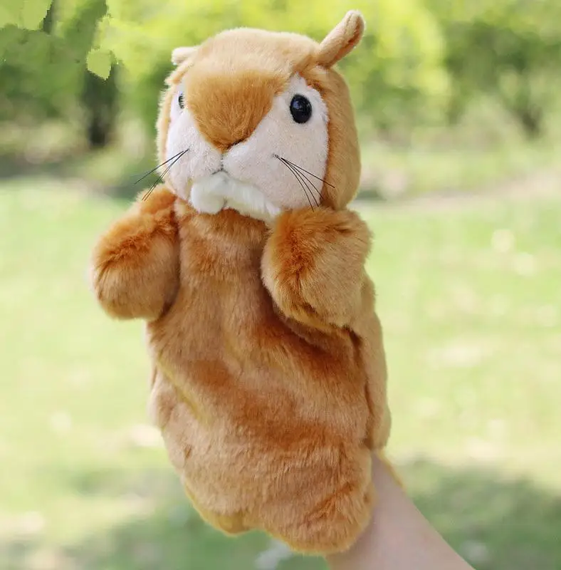 Животное ручная кукла перчатка в виде Игрушки пальчиковые куклы плюшевые игрушки для рук кукла свинья кошка обезьяна собака кролик волк медведь - Цвет: Squirrel