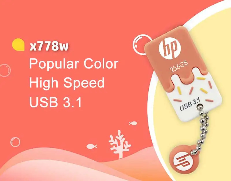 Новое поступление hp USB флэш-накопитель 32 Гб 64 Гб 128 ГБ USB3.1 силиконовый мороженое оранжевый цвет Флешка Тип C OTG DJ диск ручка-накопитель