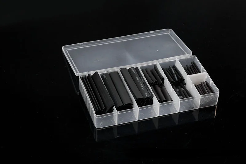 

Black Color 127PCS box-packedPolyolefin 2:1 Halogen-Free Heat Shrink Tubing Tube Assortment Sleeving Wrap Tubes