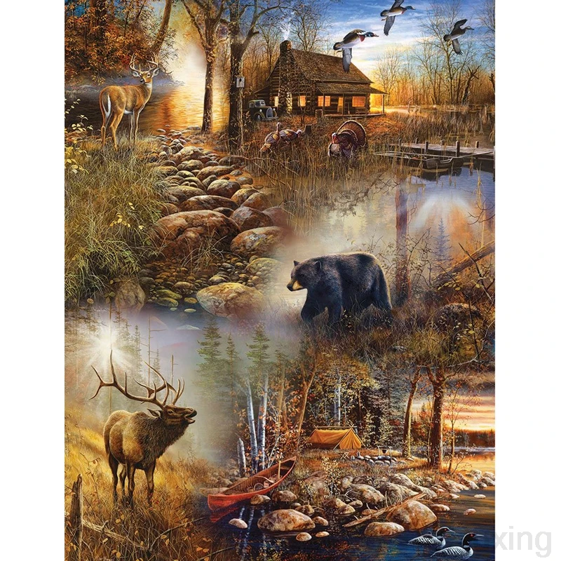 

5D DIY square Diamond Painting Small village animal landscape puzzle Embroidery Diamond Kits Cross Stitch Diamond Mosaic Ruxing