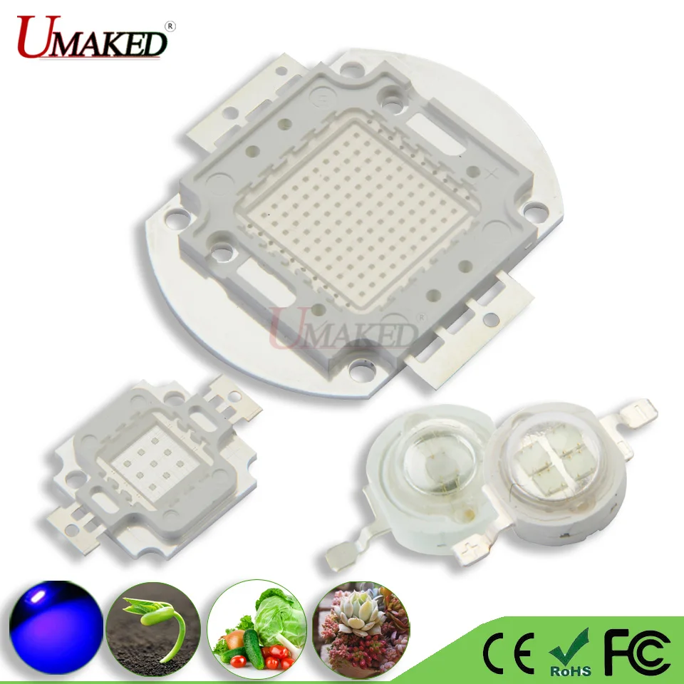 

High Power Grow light LED Chip 1W 3W 5W 10W 20W 30W 50W 100W Spot Light chips Blue 440nm 33mil/45mil Plant Growing SMD COB Diode