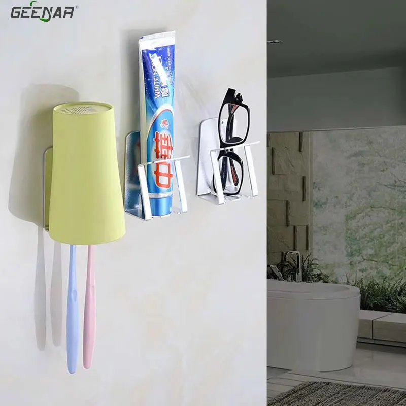 Free shipping aluminum toothbrush rack multi functional wall hanging cup placement frame