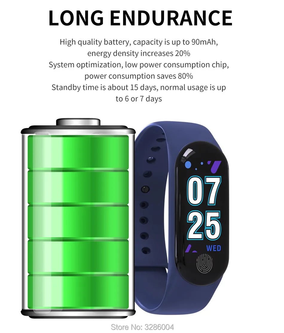 Shinsklly M3 Smart Bracelet Blood Pressure Fitness Tracker Heart Rate Monitor Smart Band Waterproof Pedometer Watch Men Women XIAOMI BAND 3 17