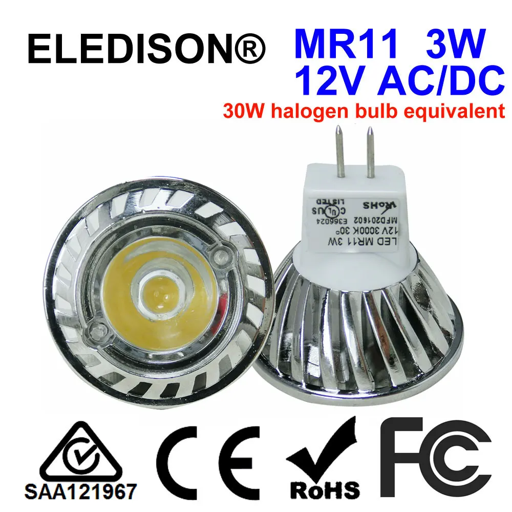 

High Quality Chrome Plating MR11 GU4 3W LED Cabinet Light Downlight 12V AC DC Warm/Cool White Red Blue Green Colours for Choices
