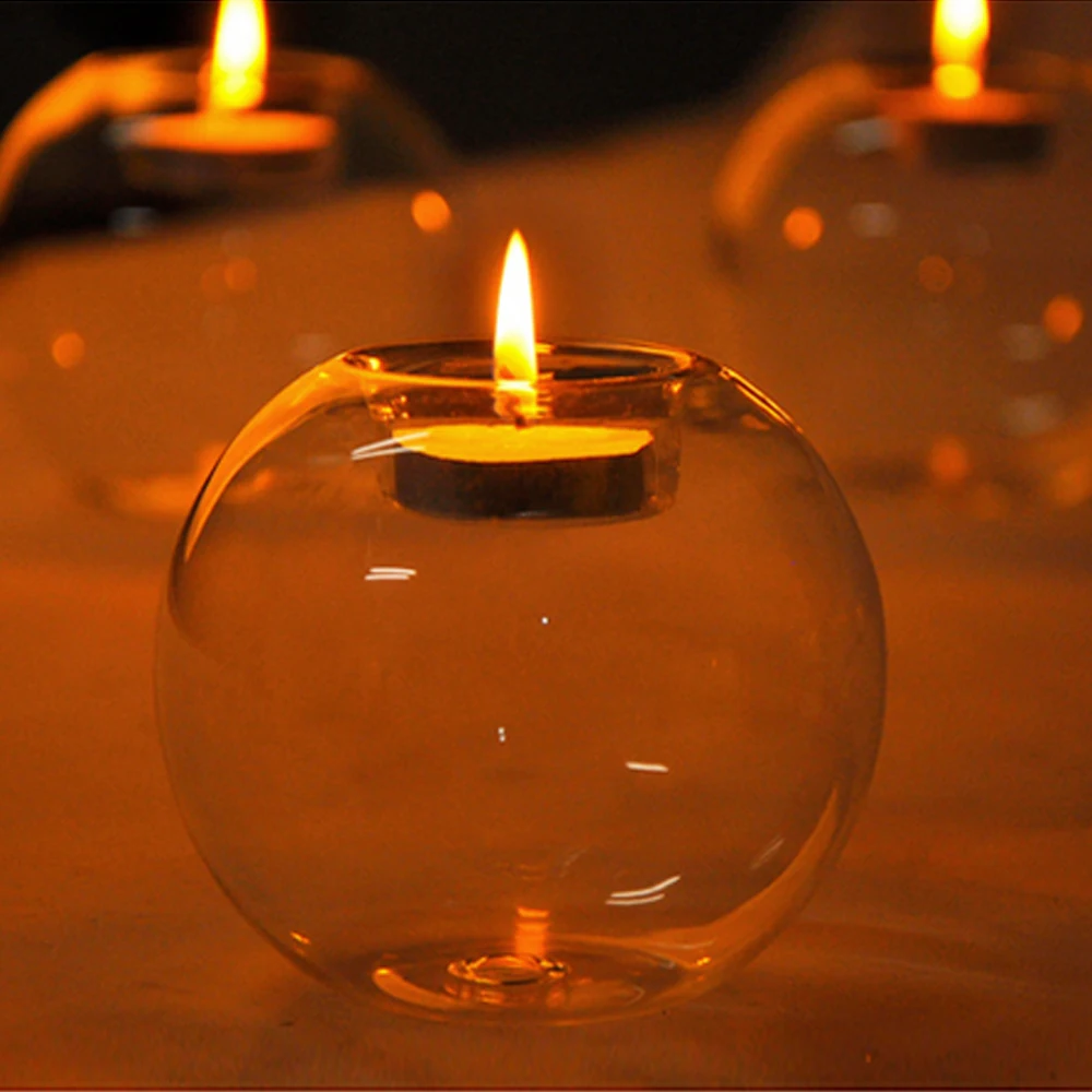 Apple Shape Candlestick Table Decor 4pcs/Lots Clear Crystal Glass