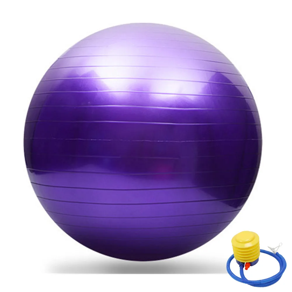 Спортивные мячи для йоги, бола, Пилатес, фитнес-мяч, тренажерный зал, фитбол для баланса, упражнения, Пилатес, тренировки, массажный мяч с насосом 65 см - Цвет: Фиолетовый