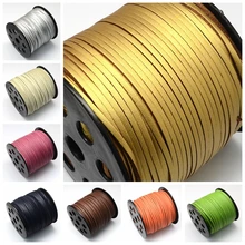 1 Roll 90 m/rollo 2.7×1.4mm CALIENTE Faux Suede Cord Thread Accesorios de La Joyería DIY Making, un Lado Que Cubre con Cuero de Imitación