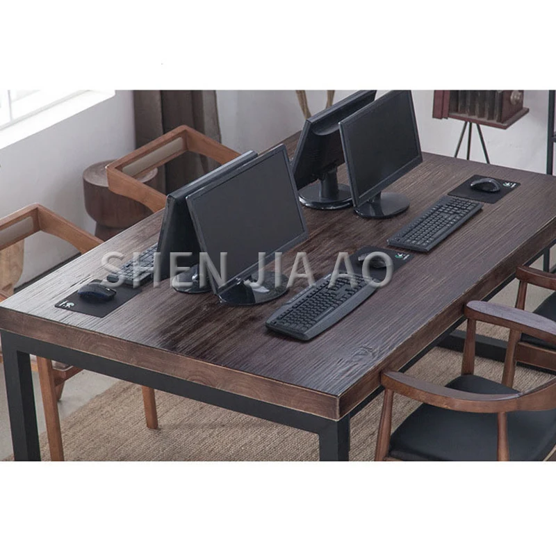 Minimalist Conference Table Wrought Iron Wood Desk Tea Table