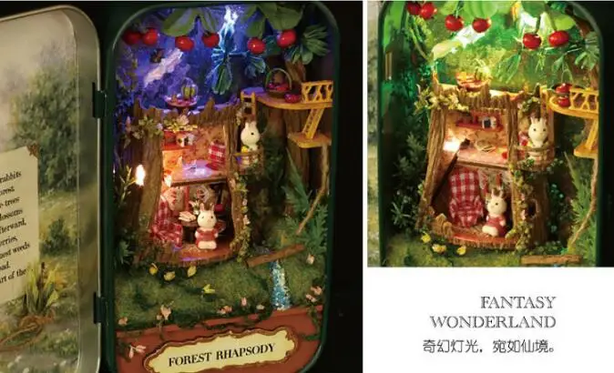 Лес Рапсодия железный ящик DIY Кукольный дом Миниатюрный Кукольный домик 3D дерево дом