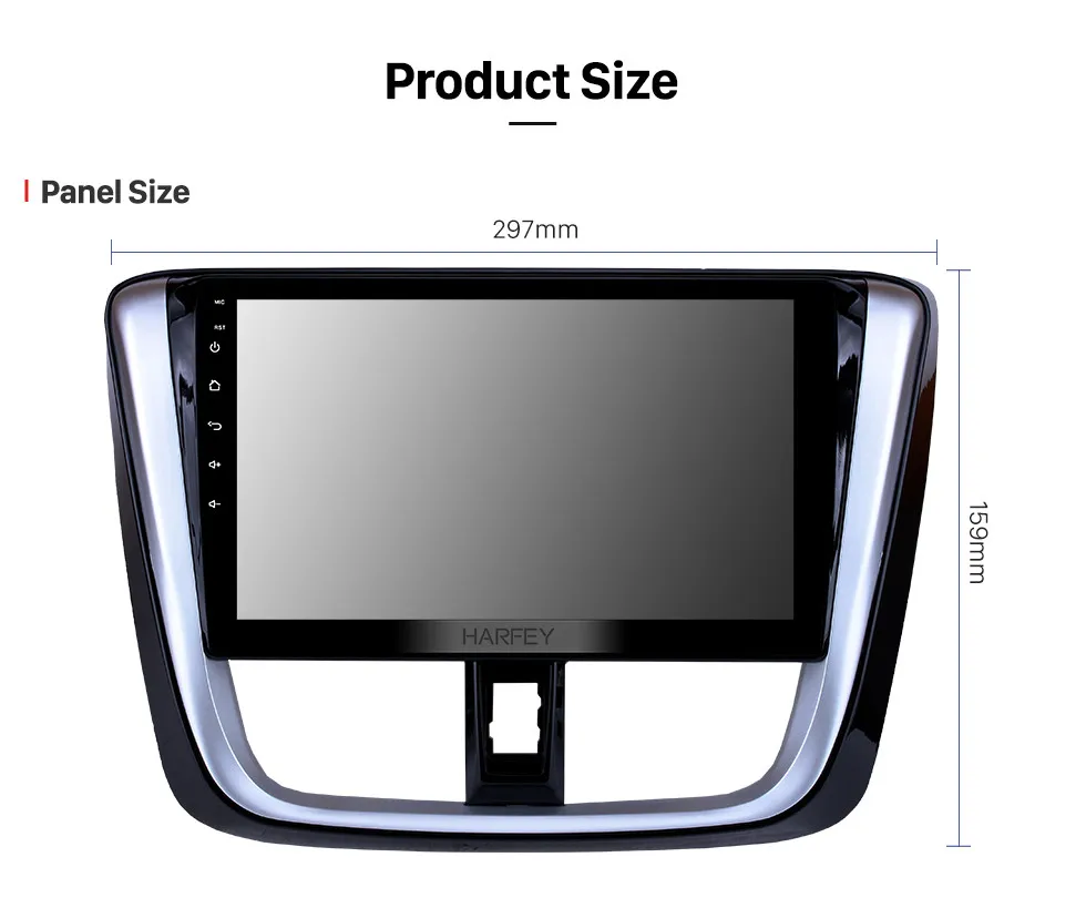 Perfect Harfey 2Din Quad Core 10.1 Android 8.1 Wifi Car Radio GPS Multimedia Player Head Unit For TOYOTA VIOS Yaris  2014 2015 2016 2017 18