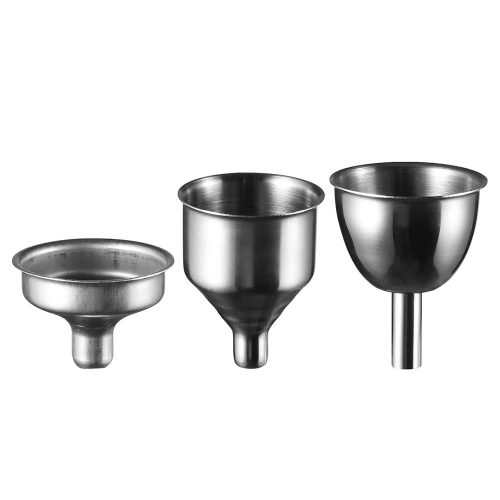 3PCS Mini Stainless Steel Wine Flask Funnel Small Mouth Funnels for Filling Hip Flask Beer Liquid Tools