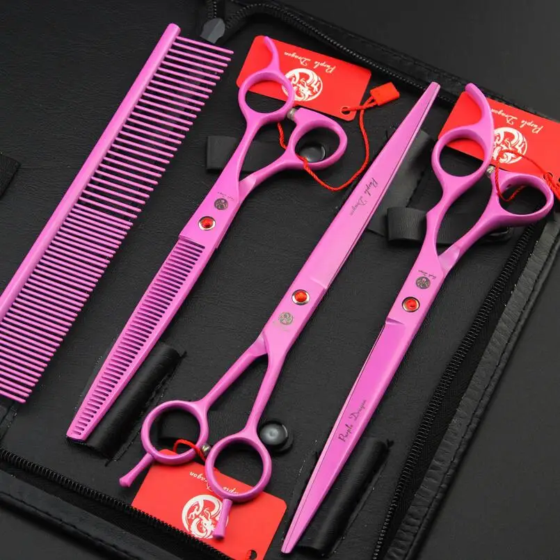 

8.0 inch Pet Scissors Dog Grooming Scissors Set Cutting & Curved & Thinning Shears Sharp Edge Animals Hair Cutting Tools Kit