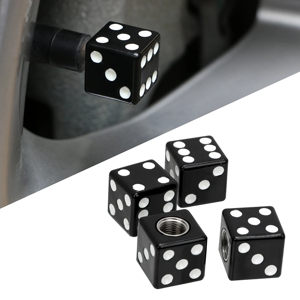 

4pcs Dice Universal Car Tire Valve Caps Auto Bicycle Tyre Wheel Air Stems Cover Airtight Rims Accessories