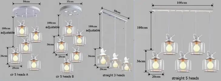 1/3/5 глав лампы птица висит стеклянные Ресторан Бар детская комната спальня ужин Американский Сельский лампы подвесной светильник ZH FG851