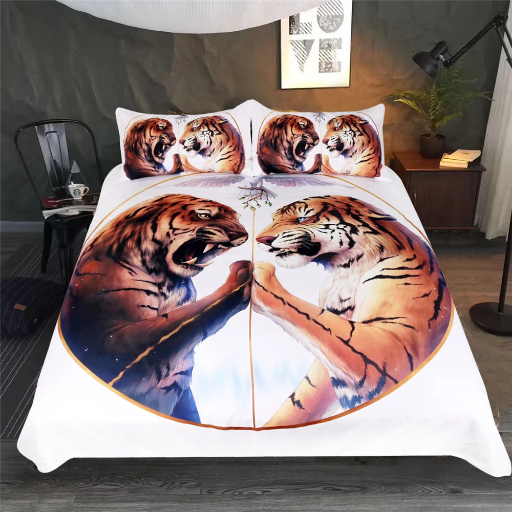 Peace Black by JoJosArt Bedding Set Two Tigers Duvet Cover Pillowcase