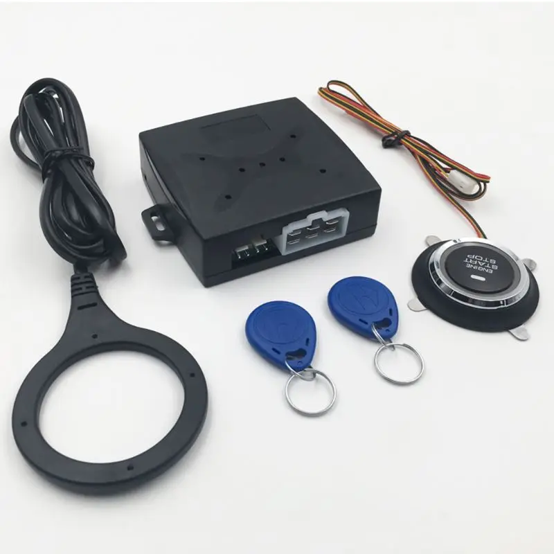 

12V Keyless Entry Car Engine Push Start Button RFID Lock Ignition Starter Alarm