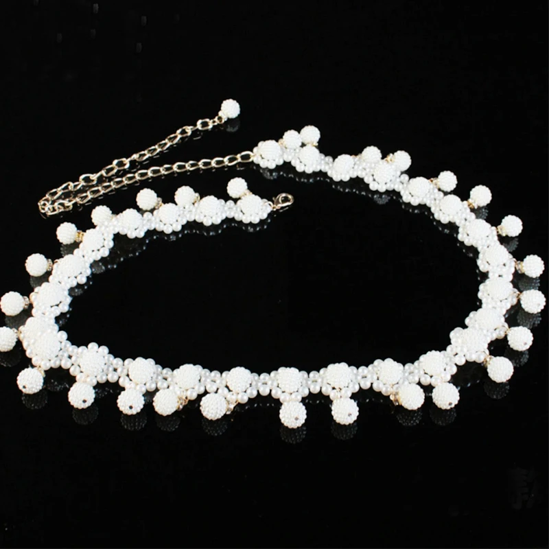 

Fashion Luxury Pearl Womantassel Waist Chain Metal Thin Belt Female Crony Accessories Femme Dancer Skirt Decoration Belt