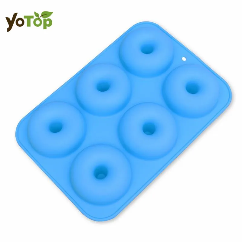 

YOTOP 6 Cavity Non-Stick Donut Mould DIY Cake Silicone Doughnut Bakeware Mold Safe Baking Tray Maker for Biscuit Bagels Muffins