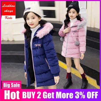 

2019 New Children Warm Jacket For Girls Russian Winter Coats Parkas For Girl Fur Hooded Outerwear Teenage Korean Kids Clothes