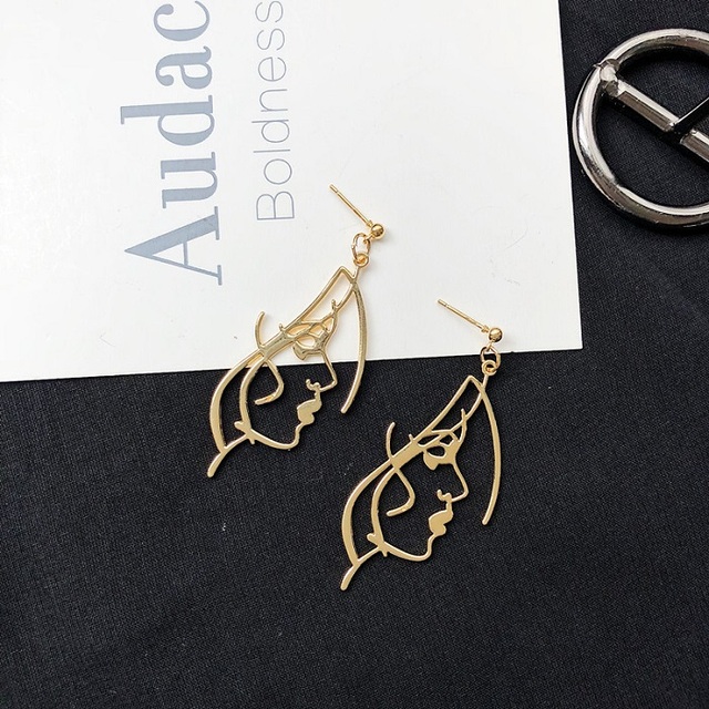 Fashion Abstract Hollow Face Palm Drop Earrings For Women Gold/Silver color Metal Style Dangle Earring Girls Jewelry