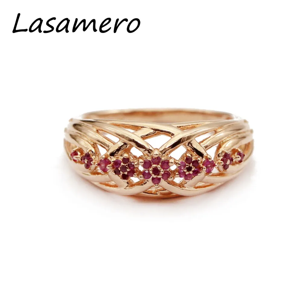

LASAMERO Rings for Women Round Cut Natural Ruby Rings 925 Silver Engagement Wedding Rings