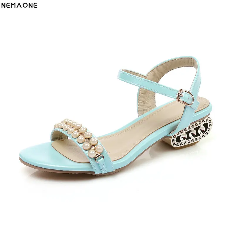 

2018 New string bead Women Sandals Summer Sexy fretwork Heels Sandal Ladies Open Toe party Shoes